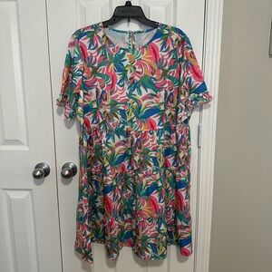 Colorful Tropical Print Dress